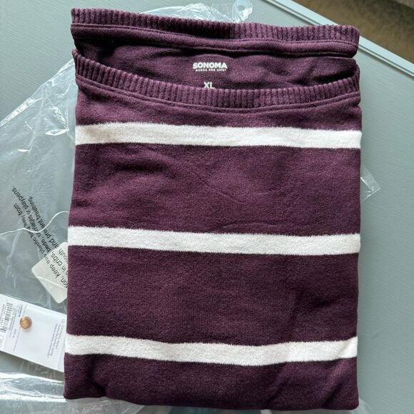 NWT Sonoma Women’s XL Maroon Striped Knit Sweater. Beautiful drape and Soft! - Picture 12 of 12